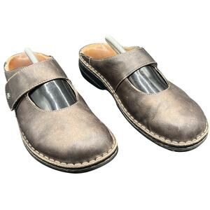 🍂 Comfort US 8 Brown Leather Clogs Mules Slip On Comfortcore Workwear 90s Retro